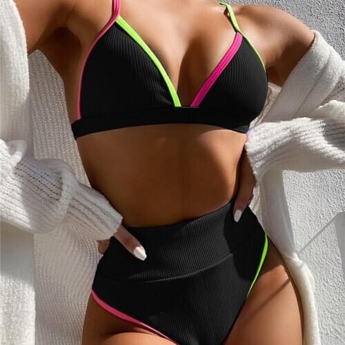 High Waist Swimsuit Women Sexy Bikini Push Up Swimwear With Pad Bathing Suits Quick Dry Summer Beach Wear Separate Swimsuit S-L