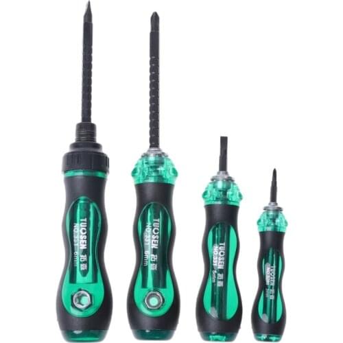 3/5/6" Mini Ratchet Screwdriver Cr-V Dual-end Slotted Cross Household Hand Tool T8WE