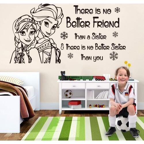Cartoon Frozen Family Quote Anna Elsa Wall Sticker Girl Room Kids Room Cartoon Anna Elsa Frozen Quote Wall Decal Vinyl Decor