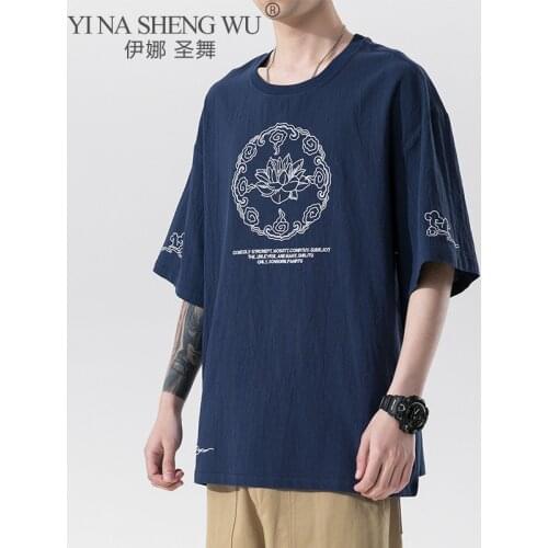 Japanese Fashion Men Short Sleeve T-shirt Loose Casual Harajuku Style Tops Vintage Print Clothing Plus Size Japanese Streetwear