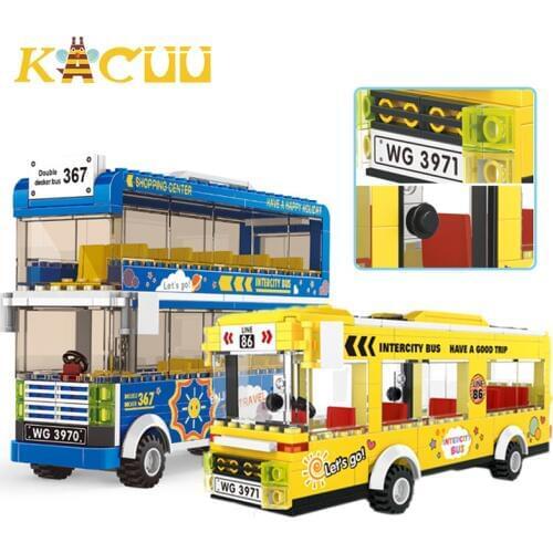 Bus Building Blocks Kit Intercity City Double Decker Bus Assemble Compatible Blocks Sets City Bricks Toys For Kids Children