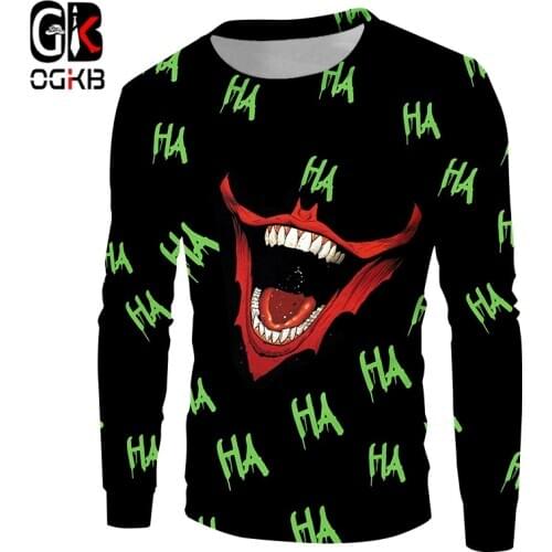 OGKB HAHA Joker 3D Print Sweatshirt Men And Women Hip Hop Funny Autumn Streetwear Sweatshirt For Couples Clothes Dropshipping