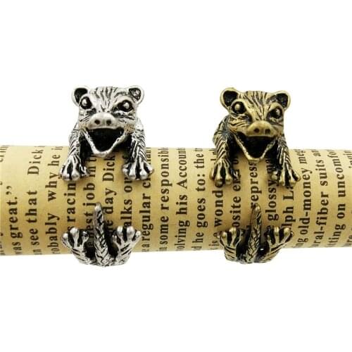 Drop Shipping Vintage Jewelery Adjustable Animal Rings Retro Cute Opossum Dog Ring For Women Men Finger Jewellery Gift Punk