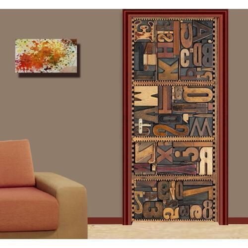 PVC Self-Adhesive Waterproof 3D Wall Door Sticker Modern Embossed English Letter Photo Wallpaper Study Home Decor 3 D Door Decal
