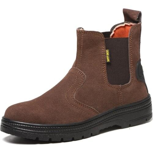 Plus size mens casual steel toe caps working safety boots cow suede leather welding shoes platform boot security ankle botas man