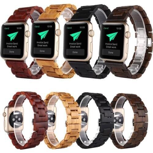 Wood Classical Replacement Strap for Apple Watch 6 Band Series SE/6/5/4/3/2 44MM 40MM 42MM 38MM Fashion Bracelet for iWatch Belt