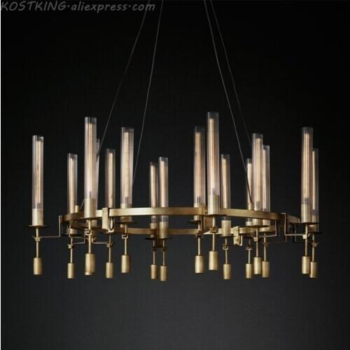 Retro Industrial Metal Led Chandelier Lustre American RH Loft Pendant Chandelier Free E14 Bulb Suspend Lamp For Living