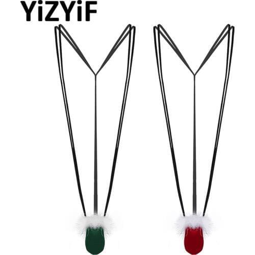 Mens Mankini Thong One-piece Christmas Fluffy underwear Novelty Costume Underwear sissy panties for men g-string thongs panties