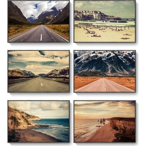 Room Decoration for home Living Room Bedroom Landscape Road Seaside Scenery European Hotel Apartment Canvas Hanging Painting