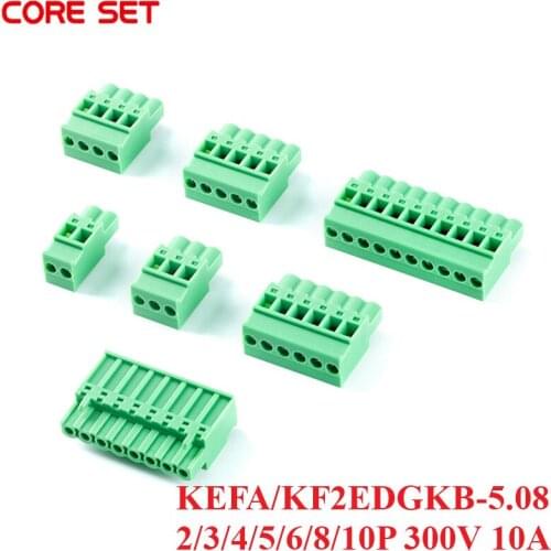 5Pcs KF2EDGKB PCB Vertical Connector Plug-in Terminal Pitch 5.08MM Connector 2/3/4/5/6/8/10P Terminal Block 300V 10A Pluggable