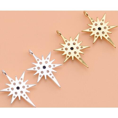 S925 sterling silver jewelry accessories full diamond shining palace star pendant handmade bracelet necklace pendant accessories