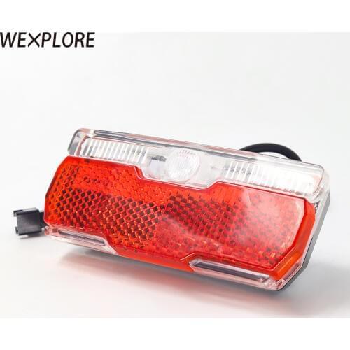WEXPIORE Ebike Rear Light Electric Bicycle Taillight Input 12V 24V 36V 48V 60V Led Lamp with Bike Reflectors e Bike Rear Light
