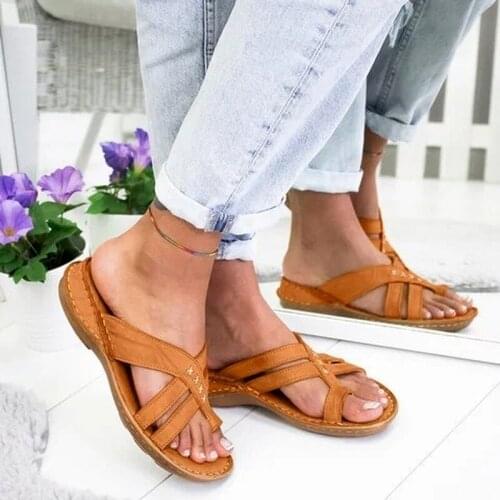 2021 Sandals for Women Ladies Summer Flat Shoes Slip-On Femme Gladiator Shoes Wedge Comfy Sandals Woman Sandalias Mujer