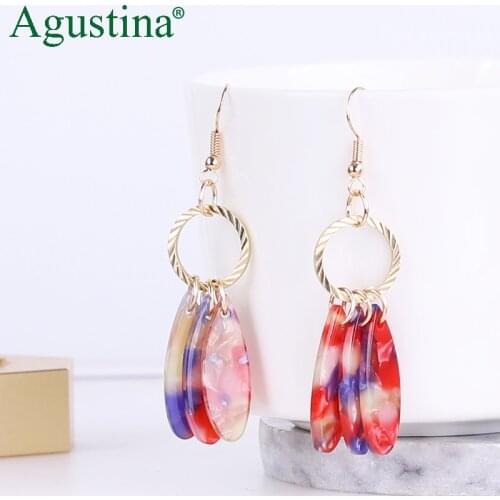 Agustina women drop earrings fashion jewelry red earrings acrylic long earrings dangle geometry earring boho wholesale small CC
