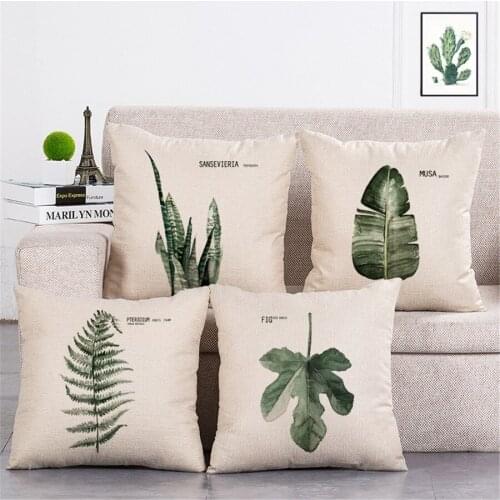 ZXZXOON Tropical Rainforest Plant Leaves Decorative Home Textile Pillowcase Polyester Cushion Cover For Sofa Home Decor