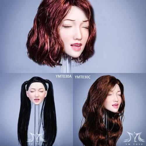 1/6 Female Eyes Closed Head Sculpt Intoxicated Head Carving YMT030 Fit 12'' Action Figure Body