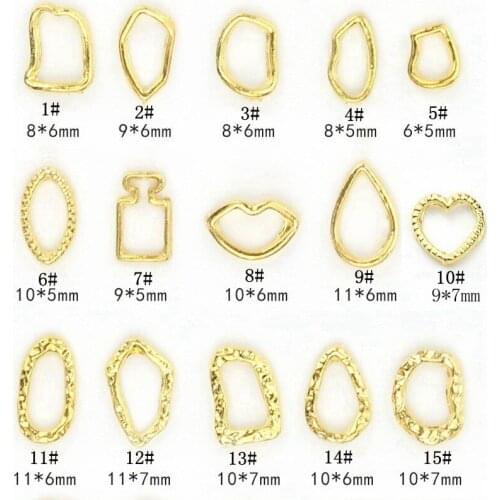 1pcs 3D Gold Nail Art Metal Nail Accessories Shell Circle Love Nail Decoration Studs Rhinestones Art Nail Design Stone