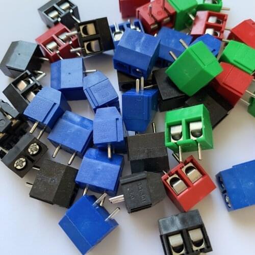 10PCS KF301-2P/3P KF301-5.0-2P KF301 Screw 2Pin 5.0mm Straight Pin PCB Screw Terminal Block Connector Blue / green/Red / Black