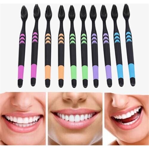 10Pcs/Set Adults Soft Bristle Toothbrush Ecological Toothbrush Healthy Health Toothbrush Bamboo Charcoal Toothbrush