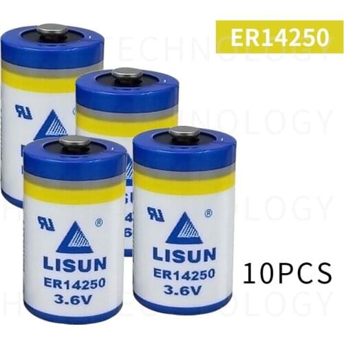 10Pieces/lot LISUN ER14250 1/2AA 3.6V 1200mAh Lithium Battery electric meter, gas meter, the PLC memory back-up power
