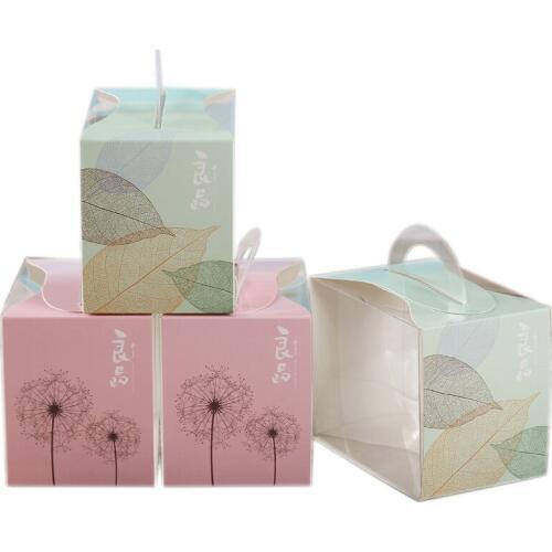 200 pcs Plastic Paper Cake Box With Handle Wedding Party Favour Boxes Handmade Gift Muffin Cookies Packing Box lin3807