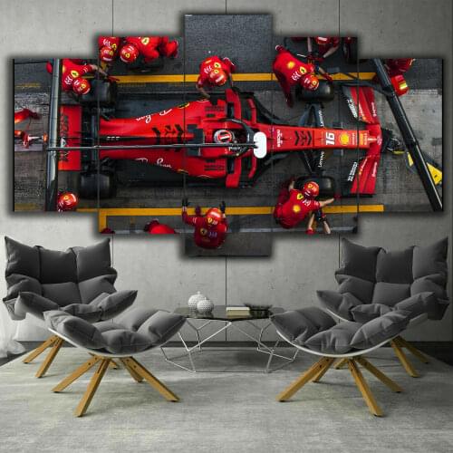 No Framed Canvas 5Pcs F1 Ferrari Charles Leclerc Racing Car Wall Art Posters Home Decor Accessories Room Decoration Paintings