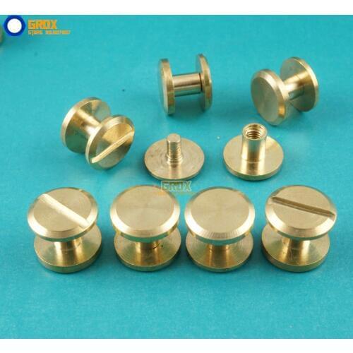 50 Set 10*5mm Solid Brass Rivet Chicago Screw for Leather Craft Belt Wallet / Flat