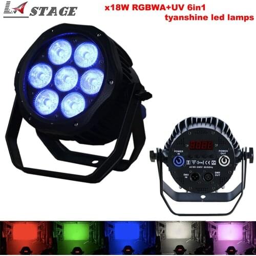 Free Shipping New 7x18W RGBWA UV 6IN1 Led Par Light DMX 6/10 Channels Taiwan Tyanshine Leds CE ROHS Indoor Led Stage Light