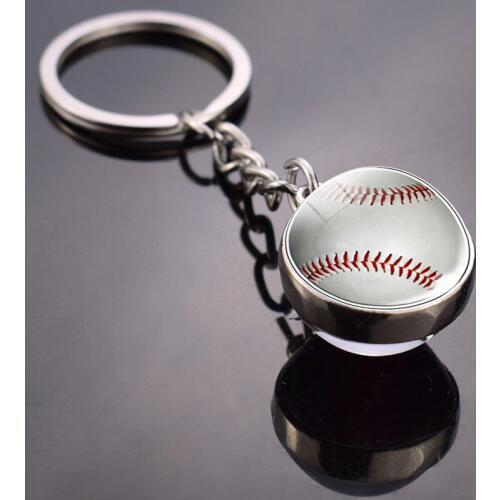 Baseball Keychain Baseball Stuff Glass Ball Key Chain Pendant Gift for Baseball Lovers Keyring Sports Ball Keychains Accessories