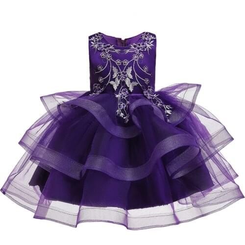 Kids Tutu Princess Party Dress for Baby Girls Embroidered Flower Kids Dress Bridesmaid Dress Elegant for 2 6 8Yrs Girls Clothes