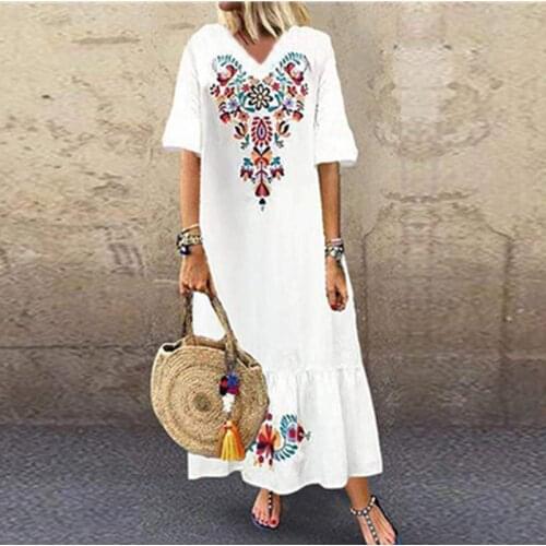 Robe longue en coton et lin pour femmes, tenue confortable à manches courtes, Style rétro, tendance, printemps été 2021