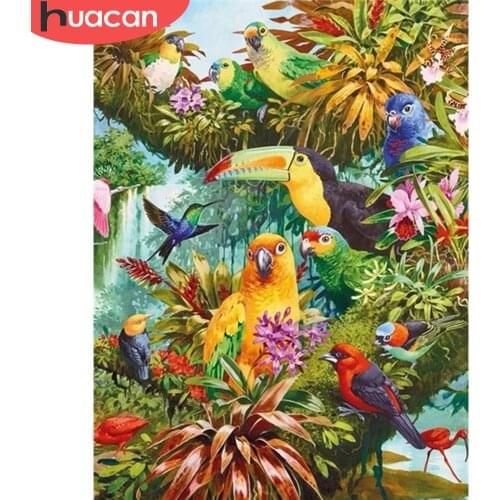HUACAN Diamond Painting Full Round Square Animal Rhinestones Diamond Embroidery Sale Parrot Mosaic Decortion