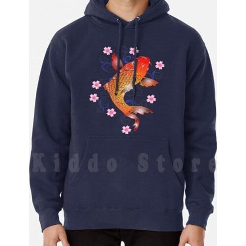 Koi Fish hoodie long sleeve Koi Carp Fish Flower Cherry Blossom Sakura Japan Animal Nature