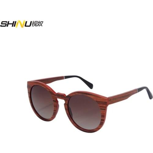 Laminated wooden Sunglasses Round Hight Quality Sunglasses Men with SHINU logo and glasses case SH73006