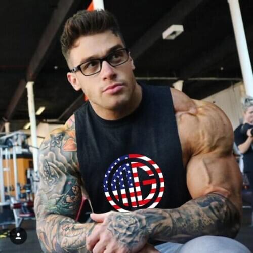 Muscleguys Bodybuilding Tank Tops Gyms Fitness Workout Sleeveless shirt Man Casual sportswear Stringer vest cotton size XXL