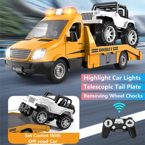 Simulation Road Wrecker RC Car Telescopic Tail Plate Removing Wheel Chocks Sound Light Combination All-round Control Kids RC Toy