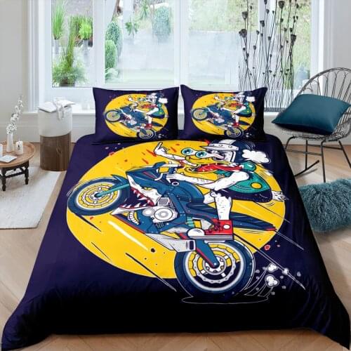 Queen King Bedding Set Boys Teens 3D Motocycle Print Duvet Cover Bedclothes Home Luxury Housse De Couette Dekbedovertrek 3pcs