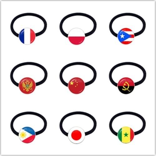 National Flag Headband France Poland Puerto Rico Montenegro China Angola Senegal Philippines Japan Elastic Hairbands Accessories