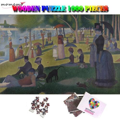 MOMEMO A Sunday on La Grande Jatte Jigsaw Puzzle Adults 1000 Pieces Wooden Puzzle Famous Painting Kids Puzzles Toys Home Decor