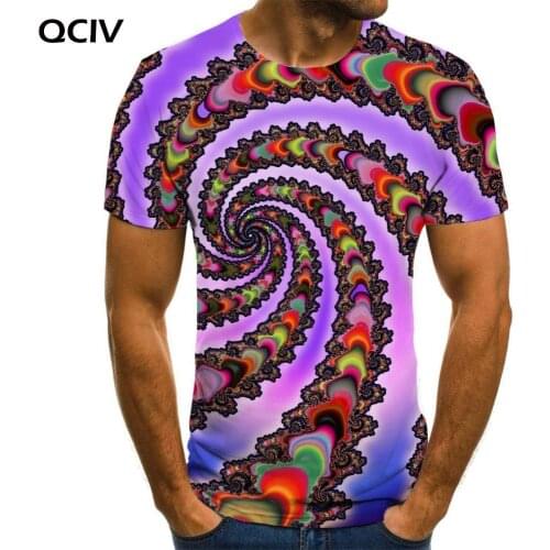 QCIV Colorful T-shirt Men Dizziness Anime Clothes Abstract Funny T shirts Painting Tshirts Casual Mens Clothing T shirts Printed