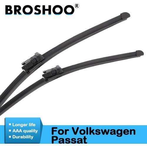 BROSHOO Car Wiper Blade For Volkswagen Passat B5 B6 B7 Model Year From 1999 To 2015 Fit Standard Hook/Push Button/Side Pin Arms