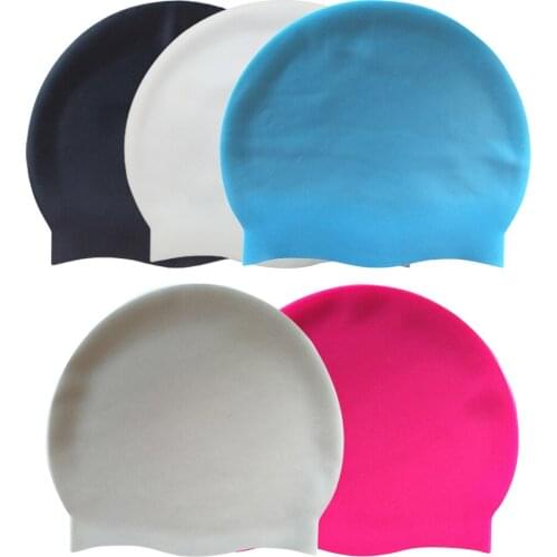 Silicone Waterproof Swimming Caps Protect Ears Long Hair Sports Swim Pool Hat Adults Men Women Pure Color Swimming Cap