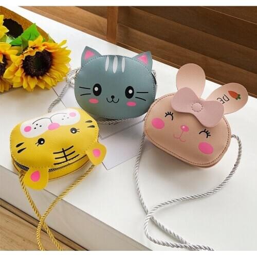 Children Cartoon Animal Shoulder Bag Plush Purse Messengers Bags Handbag Round Zipper Crossbody Bags Shoulder Bag cute shape