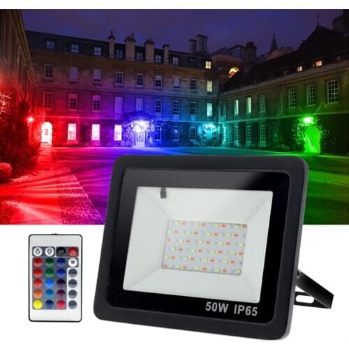 220V RGB Led Floodlight 50W 100W Outdoor IP68 Waterproof Garden Lighting Wall Lamp Reflector RGB Flood Light
