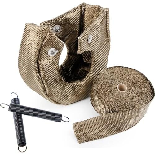 T6 S400 S475 S480 Turbo Heat Shield Blanket Cover w/ 2" Exhaust Header Wrap Tape