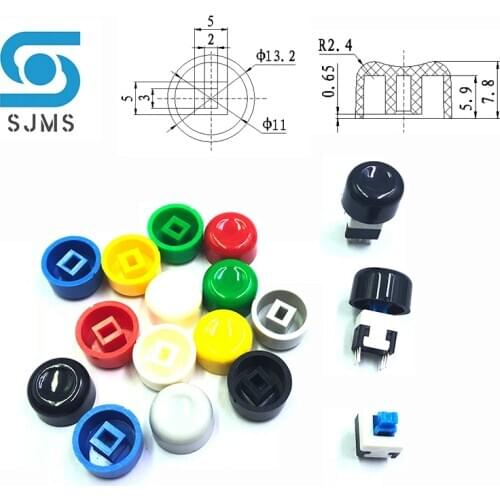 50pcs A01 Micro Tactile Push Button Switch Cap Fit for 5.8*5.8 7*7 8*8* 8.5*8.5mm Self-locking Switchs 7 color 13.2*7.8MM