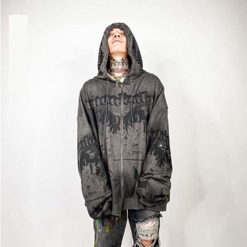 Hoodies Cartoon Harajuku Hoodie Zip Swatshirts Hip Hop Streetwear 2020 Autumn Casual Loose Fit Sweatshirts Bts Hoodie