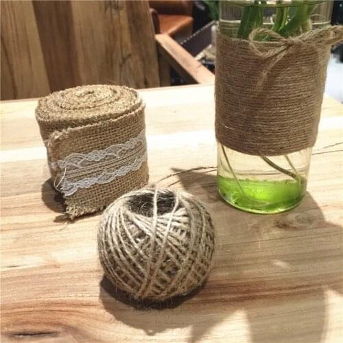 Party Wedding Decoration Yellow Burlap Roll Lace Hemp Lace Burlap Hemp Rope