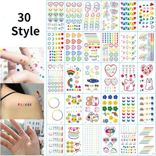 30pcs/20pcs set Fake Tattoo Sticker Art Temporary Tattoos on the Body Waterproof XuanYa Colorful Heart Temporal Tattoos