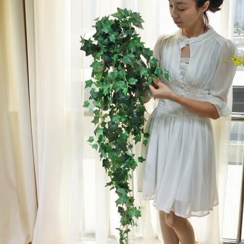 High quality Artificial Leaves Plastic Plants Bouquet Vine Wall Hanging Fake Greenery Leaf Living room Wedding Hotel Home Decor